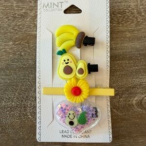Set of 4 - Kids playful Avocado Hair Clips - Yellow
